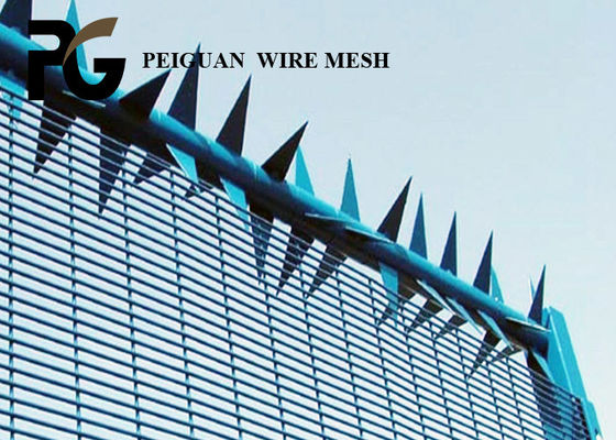 Blue PVC Coated Anti Climb Security Fencing Electro Galvanized
